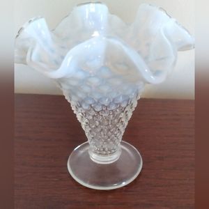 Fenton Small Opalescent Hobnail Clear to Light Blue Vaee
